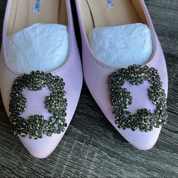 Manolo Blahnik Hangisi Embellished Lilac Flats EU36/US6 Used Once (see pics) - Picture 6 of 15